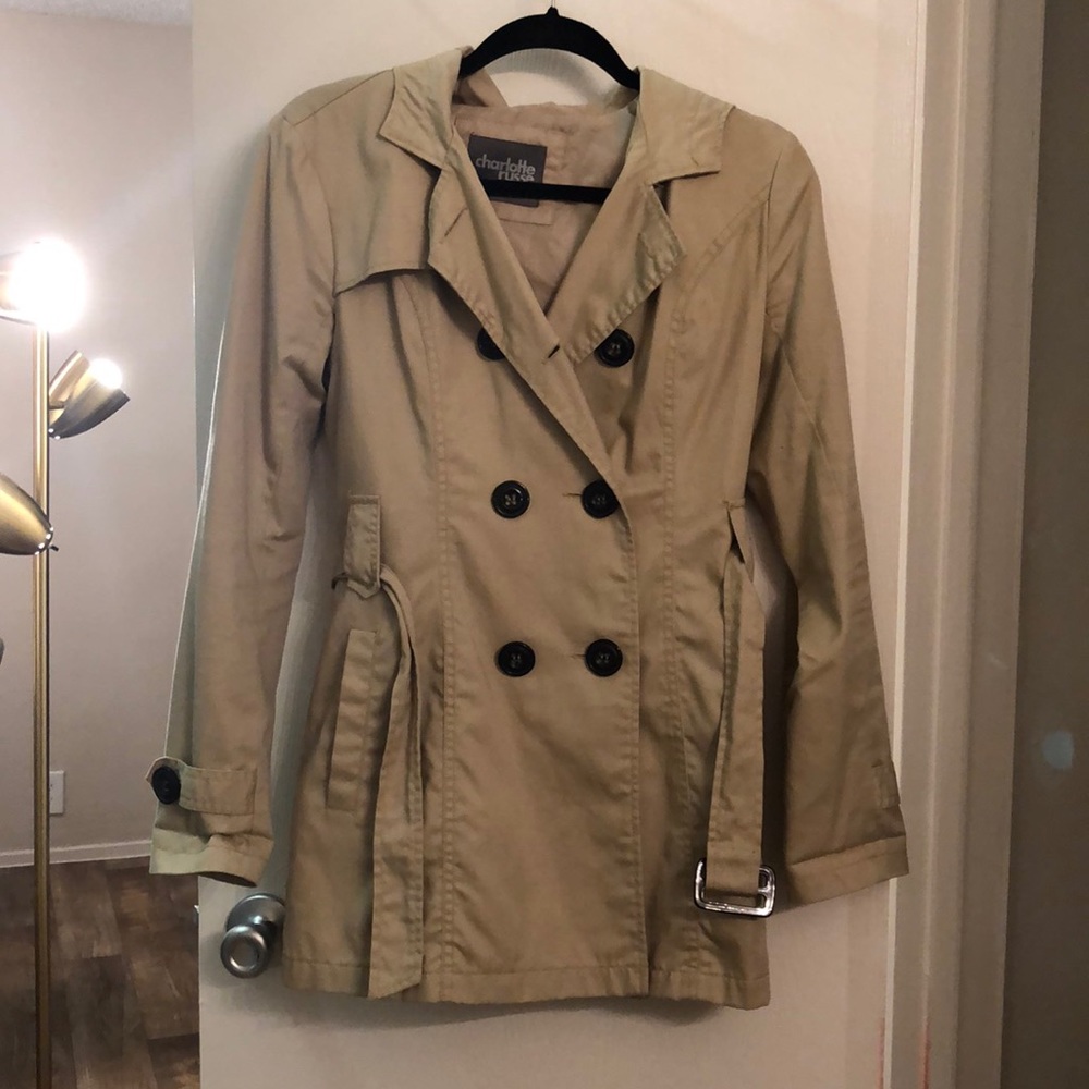 Charlotte Russe beige trench coat with hood